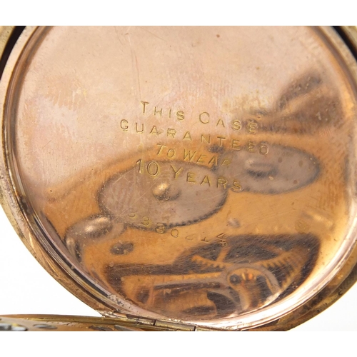 969 - Gentleman's gold plated half hunter pocket watch, numbered 346748 to the movement, the dial marked P... 