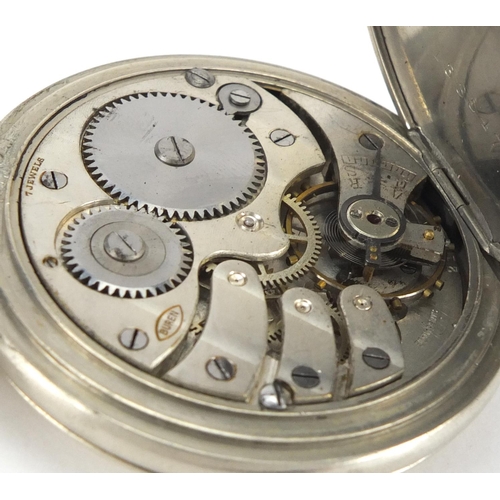 974 - Gentleman's white metal braille full hunter pocket watch, stamped Buren to the movement, 5cm in diam... 