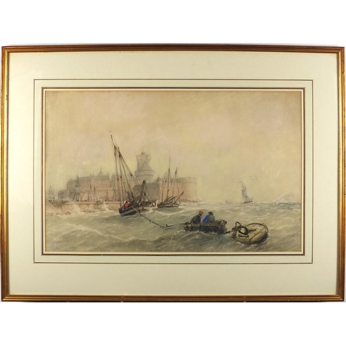 1112 - Attributed to Sydney Herbert - Flemish coast, 19th century English school maritime watercolour,  ins... 