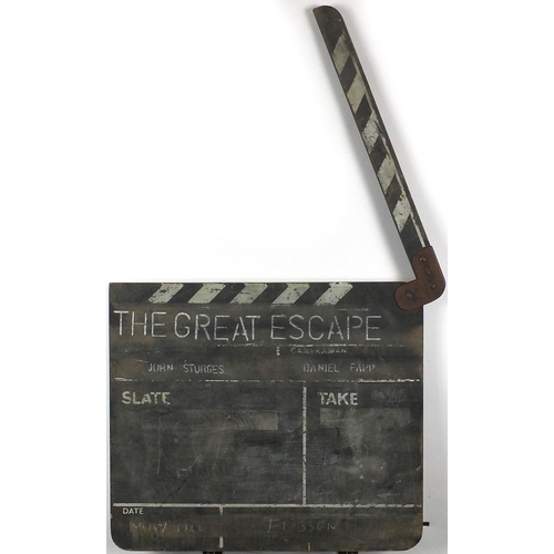 87 - Vintage wooden movie clapper board, inscribed The Great Escape, John Sturges, Daniel Fapp, May 1962,... 