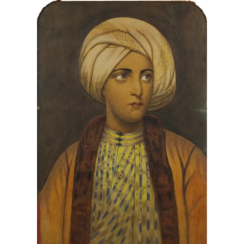 1026 - Head and shoulders portrait of an Indian Maharajah, 19th century Indian school watercolour, mounted ... 