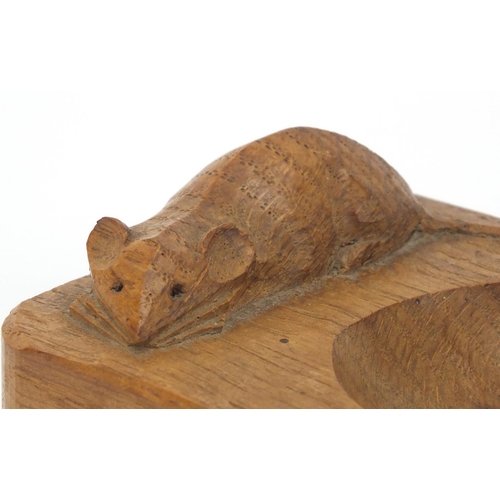 706 - Robert Thompson Mouseman oak ashtray carved with a signature mouse, 10.5cm wide