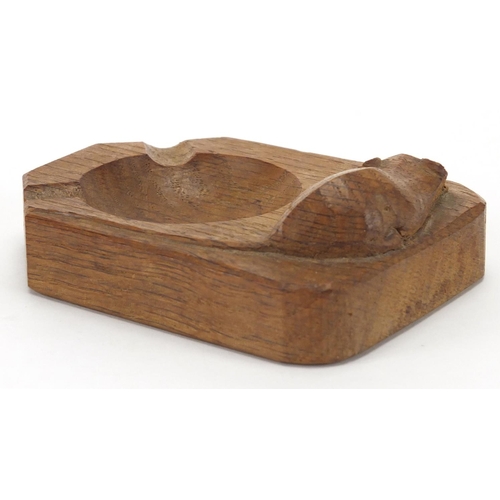 706 - Robert Thompson Mouseman oak ashtray carved with a signature mouse, 10.5cm wide