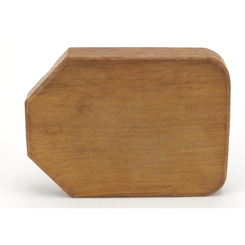 706 - Robert Thompson Mouseman oak ashtray carved with a signature mouse, 10.5cm wide