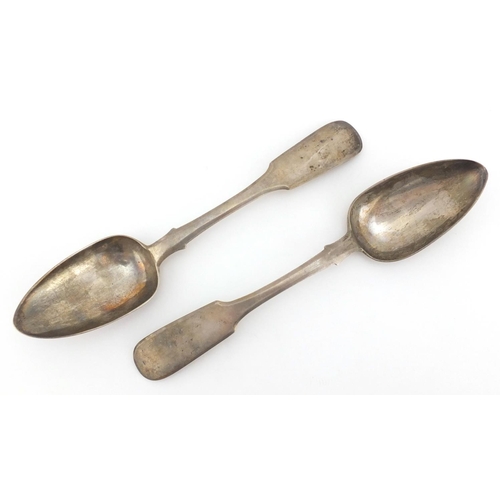 790 - Pair of Russian silver tablespoons, stamped A.E. 1847 A.T, 22.5cm in length, approximate weight 152.... 