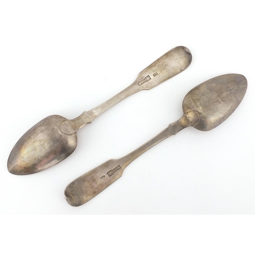 790 - Pair of Russian silver tablespoons, stamped A.E. 1847 A.T, 22.5cm in length, approximate weight 152.... 