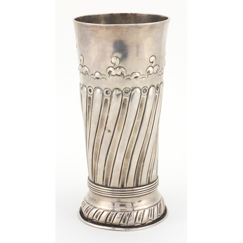 745 - Victorian silver vase with stylised demi fluted decoration, F.B.T London 1883, retailed by Thomas-15... 