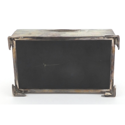 759 - Rectangular silver cigarette box, the hinged lid with engine turned decoration, J.C. Ltd Birmingham ... 