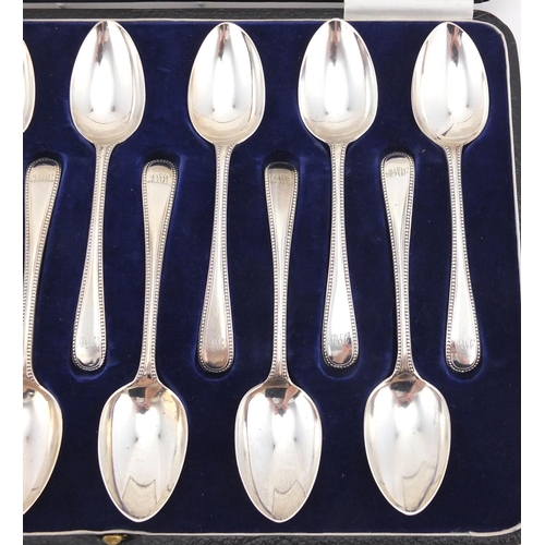 781 - Set of twelve Victorian silver teaspoons, J.W & J.W Edinburgh 1874, with fitted case, 13cm in length... 