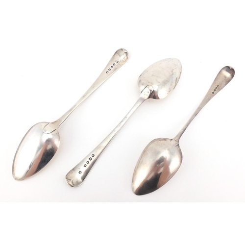 789 - Pair of Georgian silver tablespoons and one other, the pair JW London 1805, 22.5cm in length, approx... 