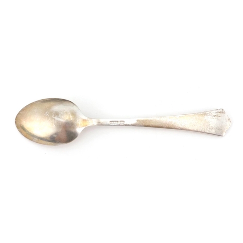 779 - Set of six Norwegian spoons, with fitted case, 12cm in length, approximate weight 70.8g