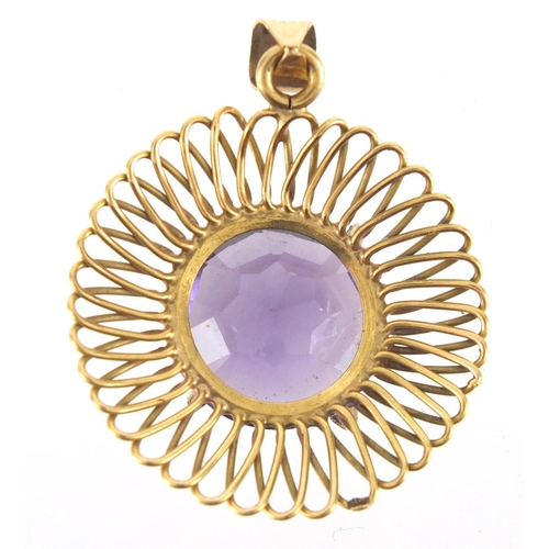 859 - 9ct gold Alexandrite solitaire pendant, 2.6cm in diameter, approximate weight 5.2g