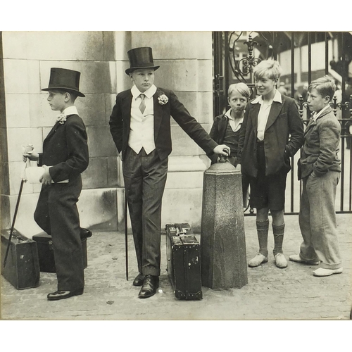 166 - Jimmy Sime, Toffs & Toughs 1930 black and white photograph taken outside the Grace Gates at Lords Cr... 