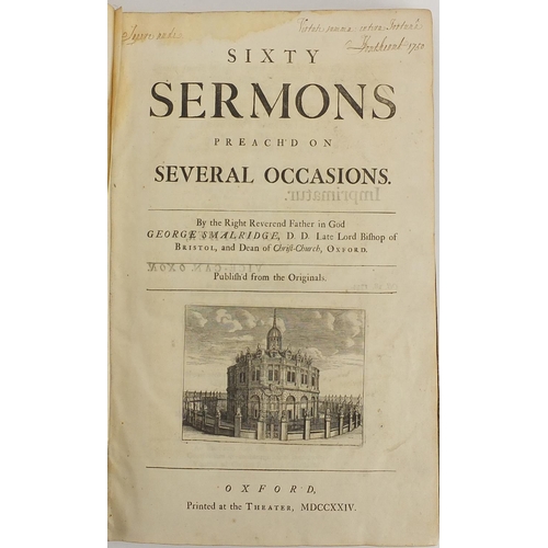 177 - Sixty Sermons Preach'd on Several Occasions, 18th century leather bound hardback book, 1724
