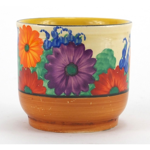 646 - Clarice Cliff Gayday beaker hand painted with flowers, retailed by Lawleys of Regent Street, Fantasq... 