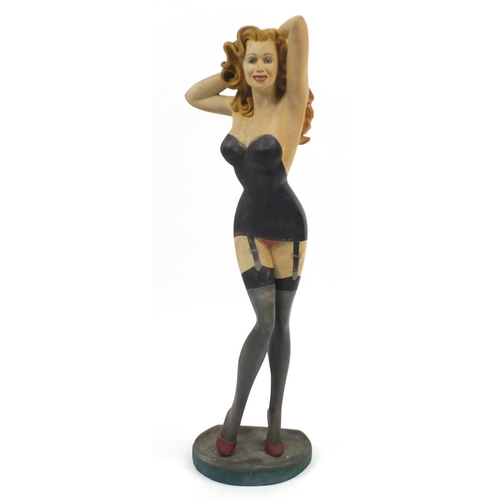 2027 - Floor standing hand painted model of an American pin up girl, 90cm high