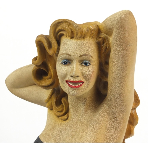 2027 - Floor standing hand painted model of an American pin up girl, 90cm high