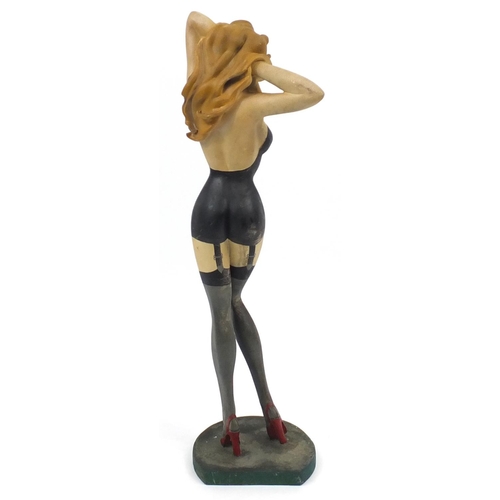 2027 - Floor standing hand painted model of an American pin up girl, 90cm high