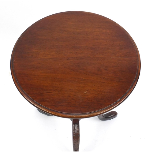 43 - Circular mahogany tripod occasional table, 65cm high x 42cm in diameter