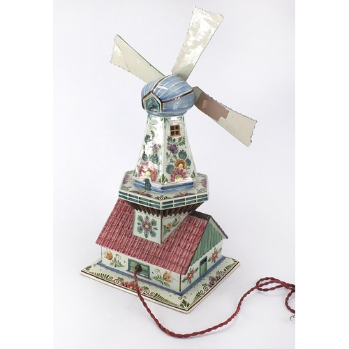 113 - Delft hand painted model of a windmill, 50cm high