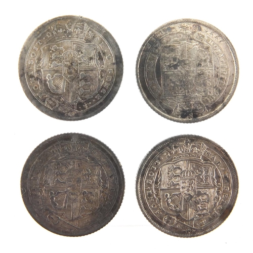 234 - Four George III and George IV silver six pence's, 1816, 1816, 1817 and 1825, approximate weight 11.4... 