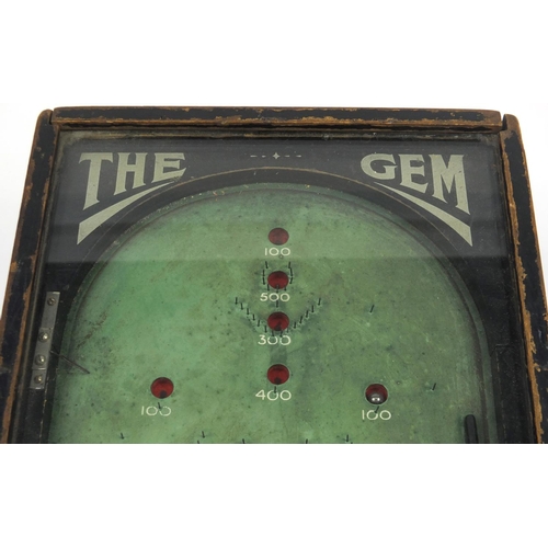 387 - The Gem vintage table top pinball machine, 21cm H x 30cm w x 56.6cm D