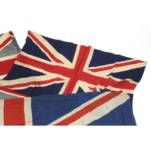 328 - Three vintage Naval interest flags, the largest 165cm x 93cm