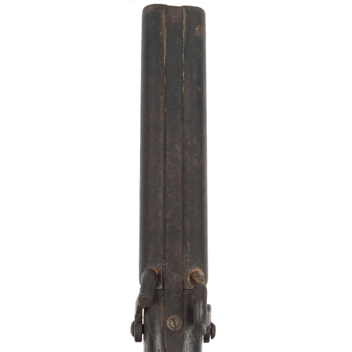 351 - Antique double-barrelled percussion pistol by Manton, 34cm in length