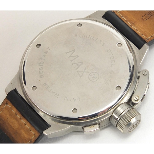 946 - As new gentleman's Max chronograph wristwatch, 5.2cm in diameter excluding the crown, with box