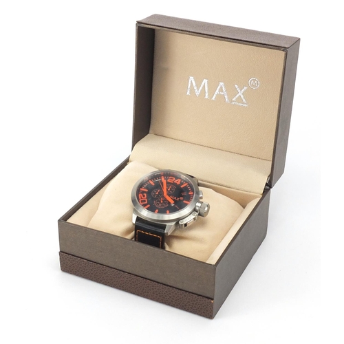 946 - As new gentleman's Max chronograph wristwatch, 5.2cm in diameter excluding the crown, with box