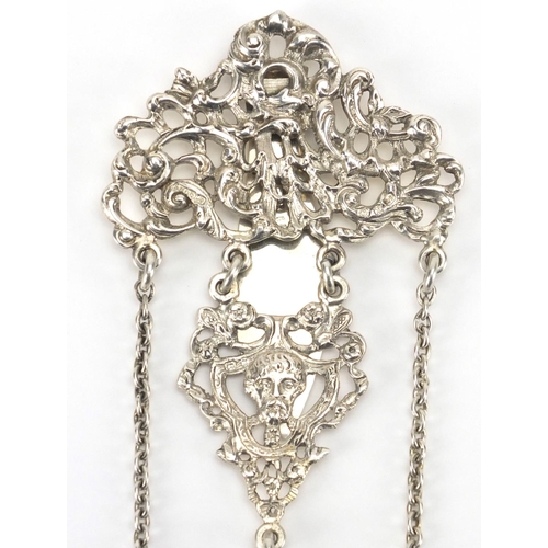 13 - Victorian unmarked silver chatelaine, 28cm in length, approximate weight 59.5g