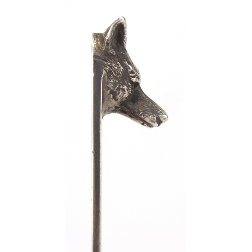 772 - Silver fox head letter opener, Asprey & Co Birmingham 1948, 14cm in length, approximate weight 22.8g