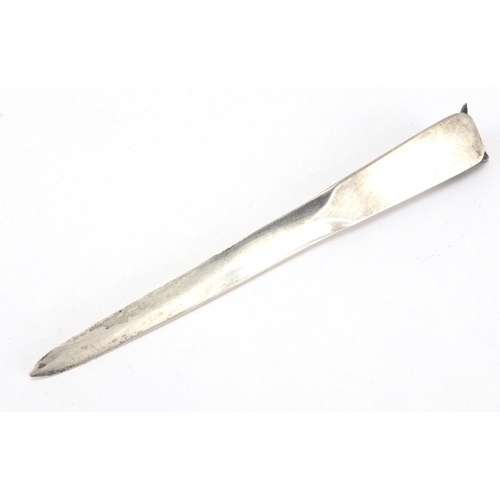 772 - Silver fox head letter opener, Asprey & Co Birmingham 1948, 14cm in length, approximate weight 22.8g