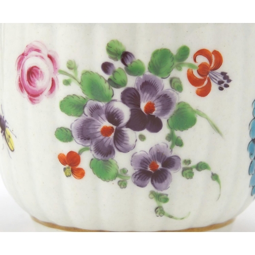 599 - 19th Century Royal Worcester fluted porcelain cup, the centre hand painted with a panel of a bridge ... 