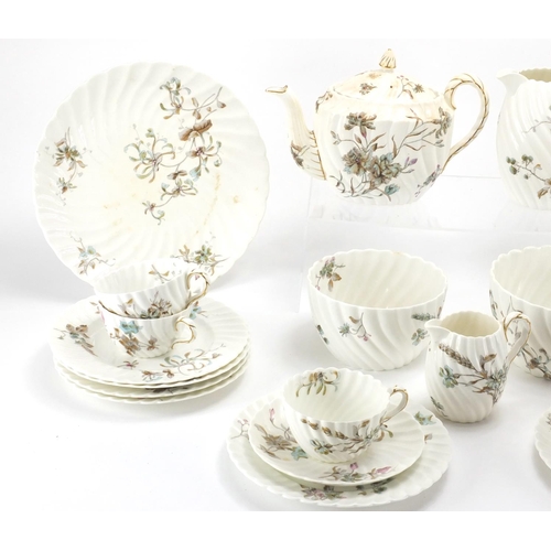 112 - Victorian china tea service hand painted with flowers