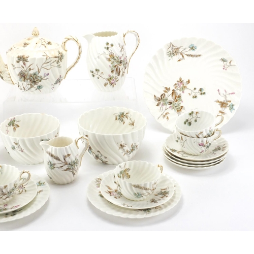 112 - Victorian china tea service hand painted with flowers