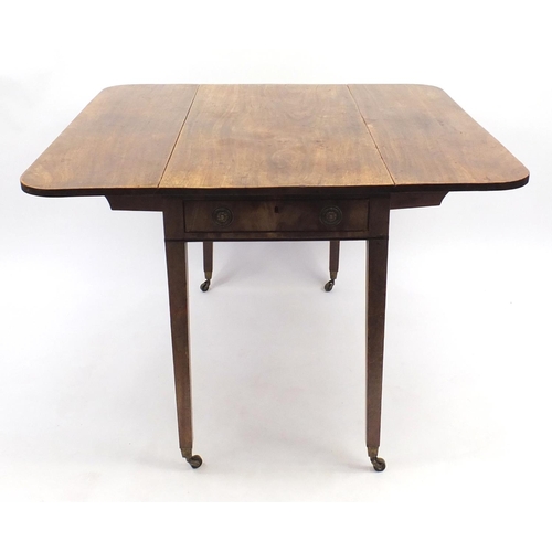 45 - Victorian Pembroke table fitted with drawer to the end, raised on tapering legs, 75cm H x 52cm W (fo... 
