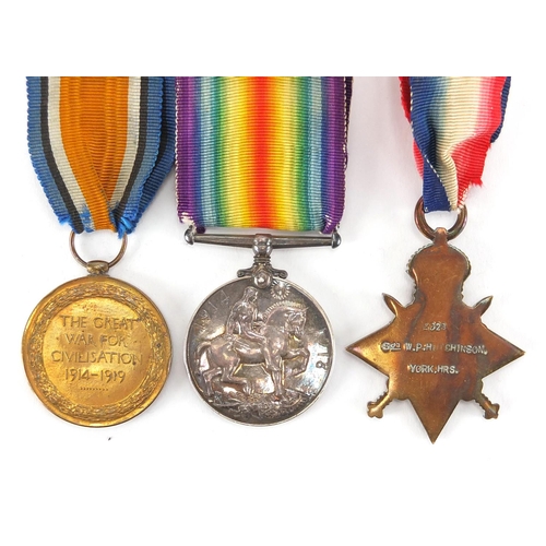 292 - British Miltiary World War I trio awarded to 2028SJT.W.P.HUTCHINSON.YORK.HRS