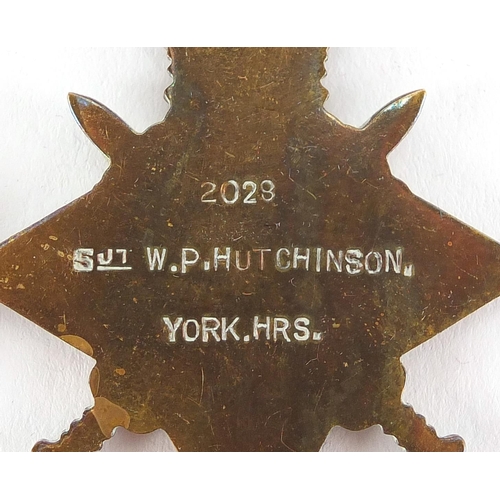 292 - British Miltiary World War I trio awarded to 2028SJT.W.P.HUTCHINSON.YORK.HRS