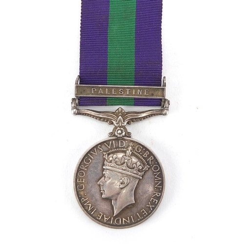 304 - British Military World War II George VI general service medal with Palestine bar with box awarded to... 