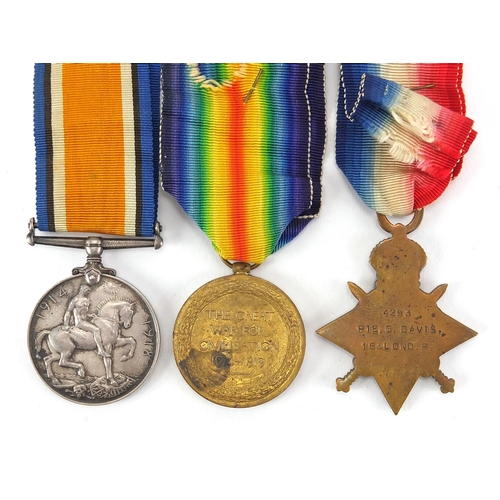 291 - British Military World War I trio awarded to 4253PTE.C.DOVIS.16-LOND.R