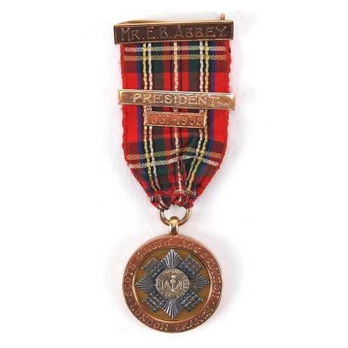 323 - Military interest 9ct gold Scots Guard Association Jewel, awarded to President Mr E B Abbey 1937-193... 