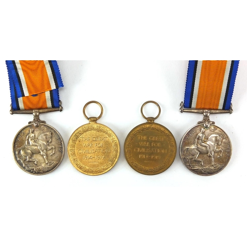 289 - British Military World War I medals and death plaque relating to the Elgar family, comprising pair a... 