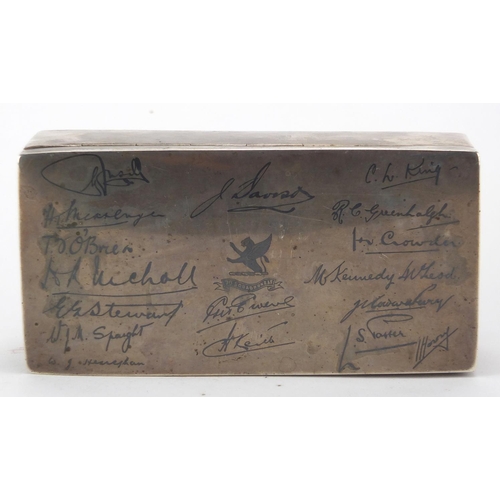 326 - Military interest RAF 70 Squadron unmarked silver cigar box, presented to E C l Richardson by the of... 