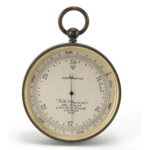 119 - 19th century compensated pocket barometer by J H Steward of The Strand London, with silvered dial an... 