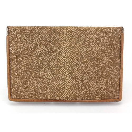 22 - Art Deco shagreen and leather evening clutch bag, 24cm wide