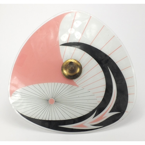 91 - Art Deco style pink and black painted light fitting, 40cm in diameter