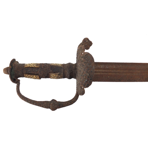 334 - 17th century hunting hanger with horn handle, 75cm in length