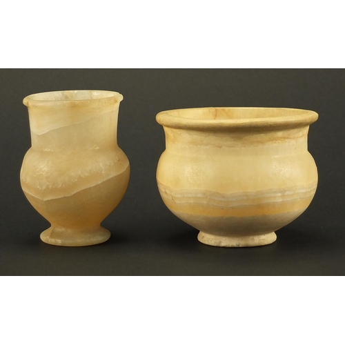 542 - Two Egyptian alabaster cups from the new Kingdom, circa 1675-1080BC, (See Sceptre of Egypt by Willia... 