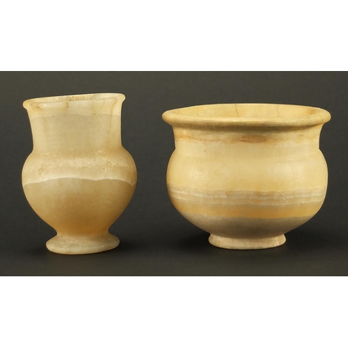 542 - Two Egyptian alabaster cups from the new Kingdom, circa 1675-1080BC, (See Sceptre of Egypt by Willia... 